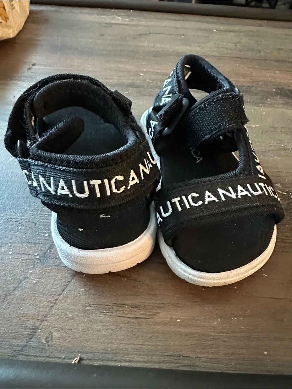 Nautica Kids Black Logo Strap Sandals